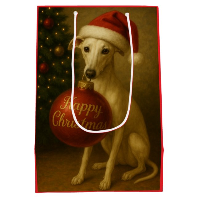 Moyen Sac de cadeau de Noël Whippet  (Dos)