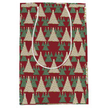 Sac de cadeau de sapin de Noël Bourgogne et Or