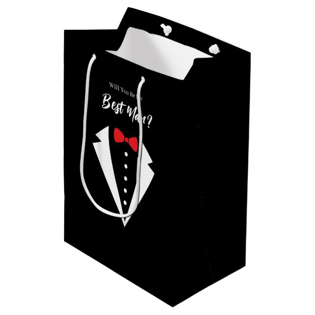Moyen Sac de cadeau de témoin de mariage (Devant Angle)