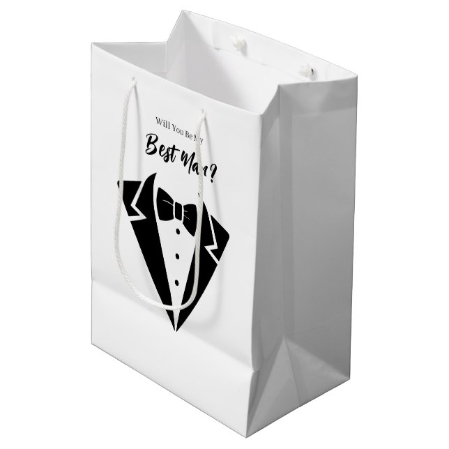 Moyen Sac de cadeau de témoin de mariage (Devant Angle)
