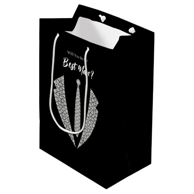 Moyen Sac de cadeau pour témoin de mariage (Devant Angle)