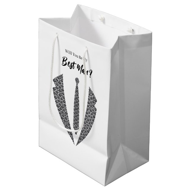 Moyen Sac de cadeau pour témoin de mariage (Devant Angle)