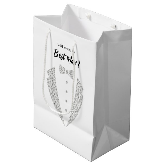 Moyen Sac de cadeau pour témoin de mariage (Devant Angle)
