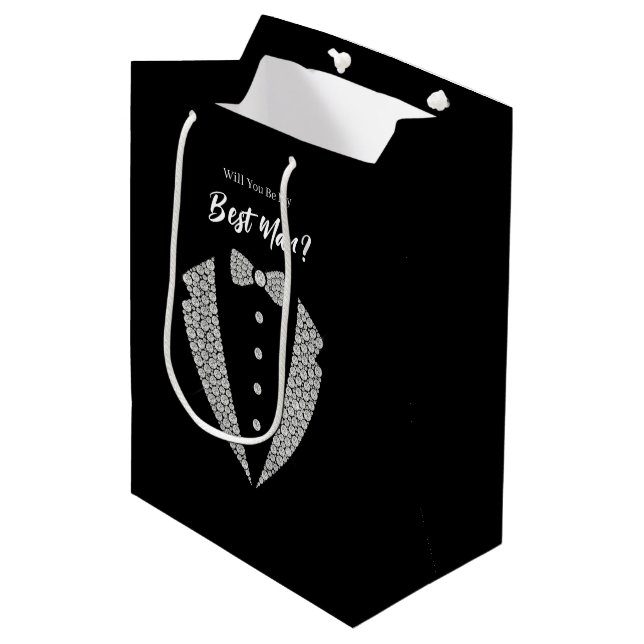 Moyen Sac de cadeau pour témoin de mariage (Devant Angle)