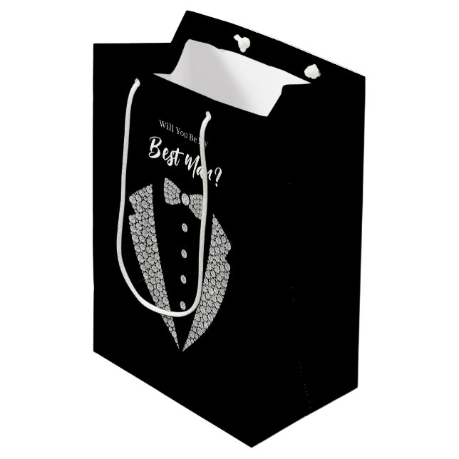 Moyen Sac de cadeau pour témoin de mariage (Devant Angle)