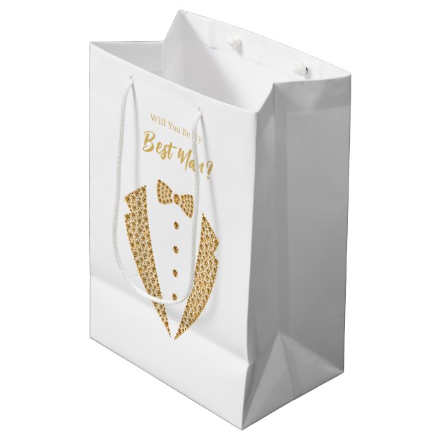 Moyen Sac de cadeau pour témoin de mariage (Devant Angle)