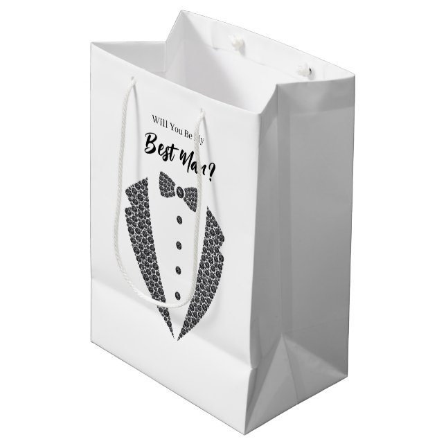 Moyen Sac de cadeau pour témoin de mariage (Devant Angle)