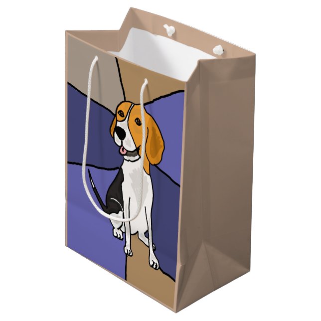 Moyen Sac drôle de cadeau de chien de beagle (Devant Angle)