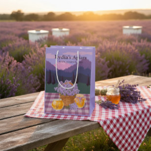 Moyen Sac en papier cadeau Miel et Lavande personnalisé