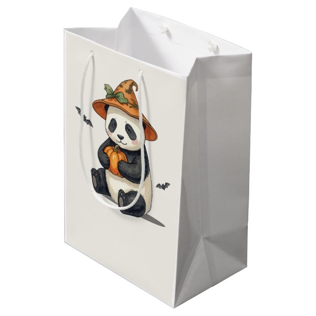 Moyen Sac Halloween Panda Citrouille Cadeau (Dos Angle)