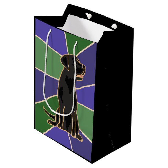 Moyen Sac noir de cadeau de labrador retriever (Devant Angle)