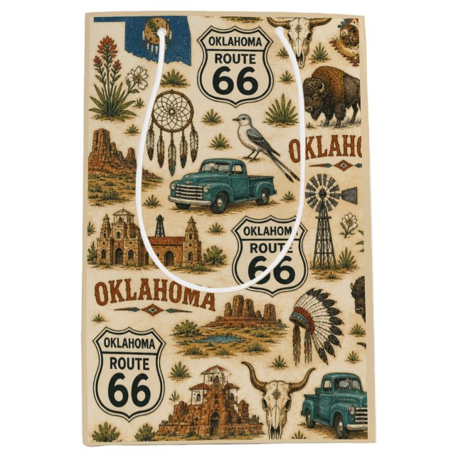 Moyen Sac Prairie Cadeau Oklahoma Route 66 (Devant)