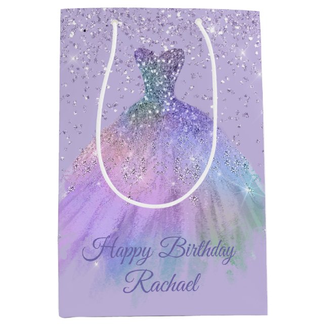 Moyen Sac scintillant assez pourpre de cadeau de robe de (Devant)