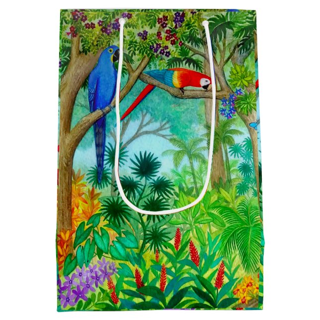 Moyen Sac tropical de cadeau de jungle de perroquet (Dos)