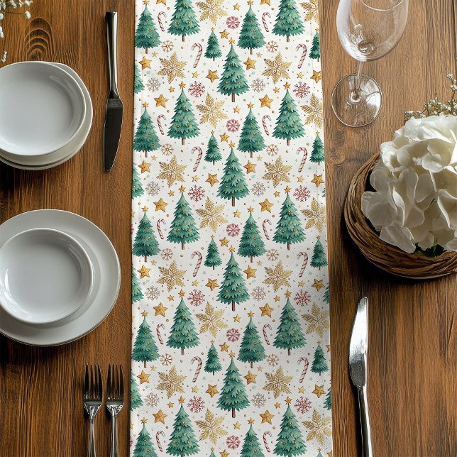 Moyen Sapins de Noël Élégants Chemin de Table Minimalist (Elegant Christmas Trees Minimalist Dining Runner)