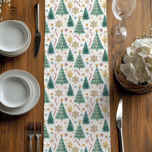 Moyen Sapins de Noël Élégants Chemin de Table pour la Sa (Classy Christmas Trees Festive Dining Table Runner)