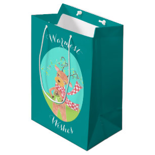 Moyen Souhaits chaleureux de Reindee sac cadeau de Noël