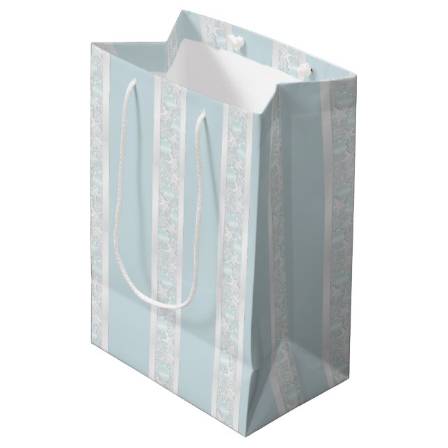 Moyen Starfish and Seashells Beach Wedding Cadeau Sac ca (Devant Angle)