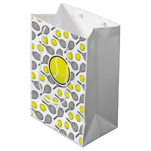Moyen Tennis Ball Racquet Jaune Blanc Sports Sac cadeau