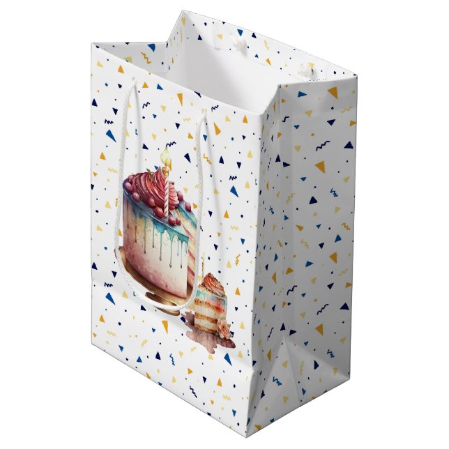 Moyen Une tranche de sac cadeau de gâteau (Devant Angle)