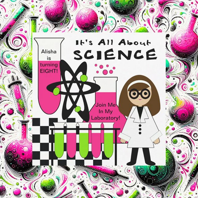 Moyenne Skin Girl Science Lab Invitations d'annive (Créateur téléchargé)