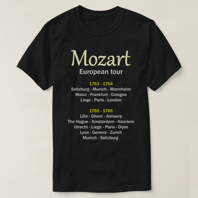 Mozart European Tour Merchandise Classic T-Shirt (Design devant)
