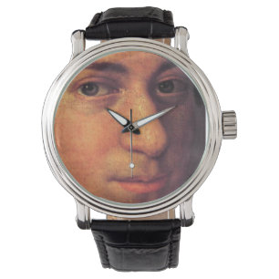 Mozart font face à la montre en cuir