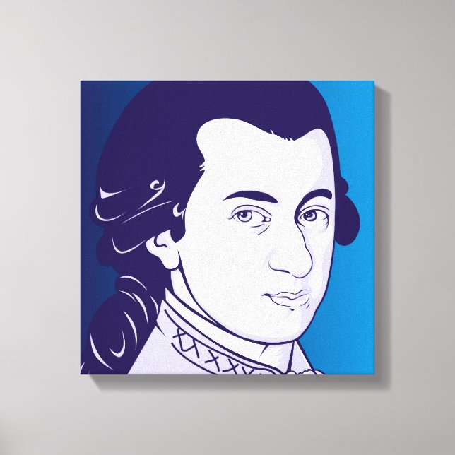 Mozart sur toile - Style de dessin animé, bleu/bla (Recto)