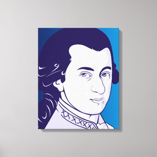 Mozart sur toile - Style de dessin animé, bleu/bla (Recto)