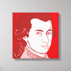 Mozart sur toile - Style de dessin animé, rouge/bl