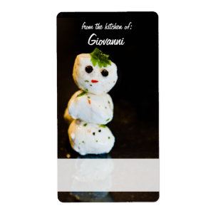 Mozzarella Ball Snowman Étiquette de recette perso