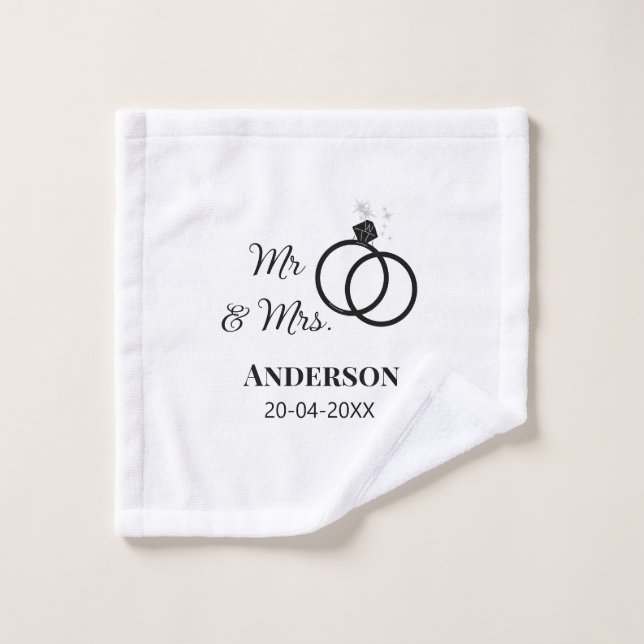 Mr & Mme ajoutent le nom de famille date année cad (Gant de toilette)