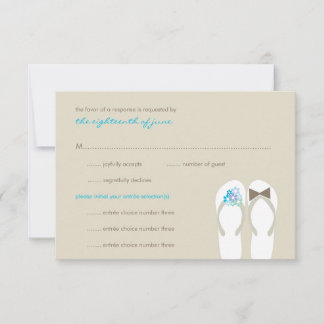 Mr & Mrs Summer Flip Flops Plage Mariage Carte RSV