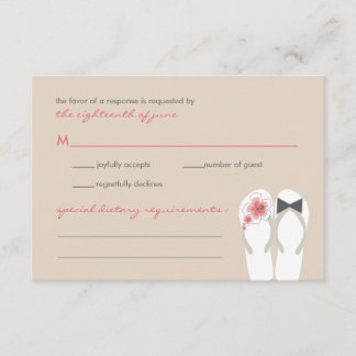Mr & Mrs Summer Flip Flops Plage Mariage Carte RSV