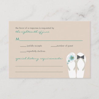 Mr & Mrs Summer Flip Flops Plage Mariage Carte RSV