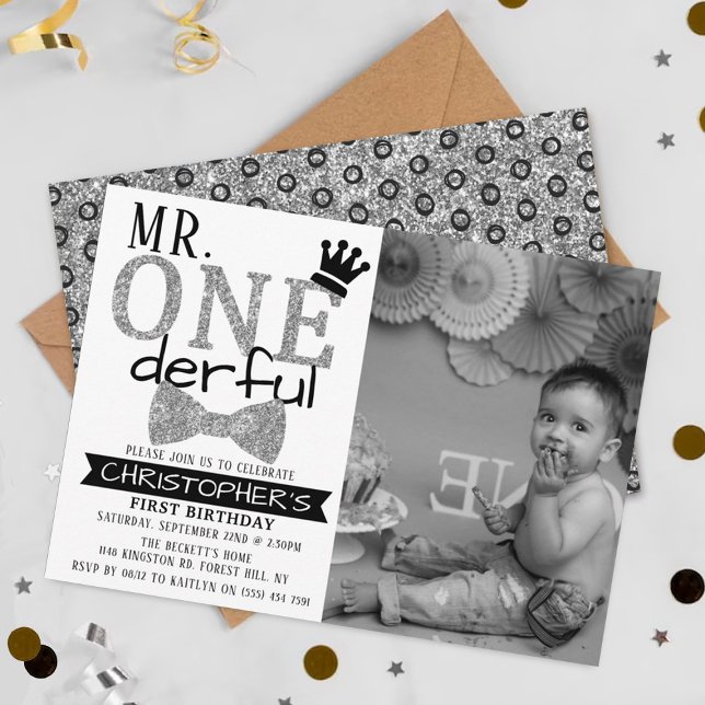 Mr. ONEderful 1st Birthday Photo Invitations (Créateur téléchargé)