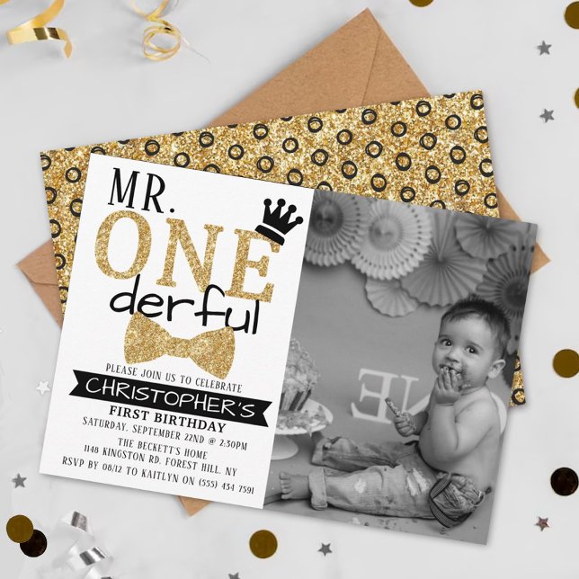 Mr. ONEderful 1st Birthday Photo Invitations (Créateur téléchargé)