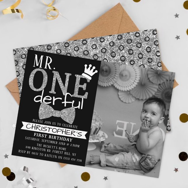 Mr. ONEderful 1st Birthday Photo Invitations (Créateur téléchargé)