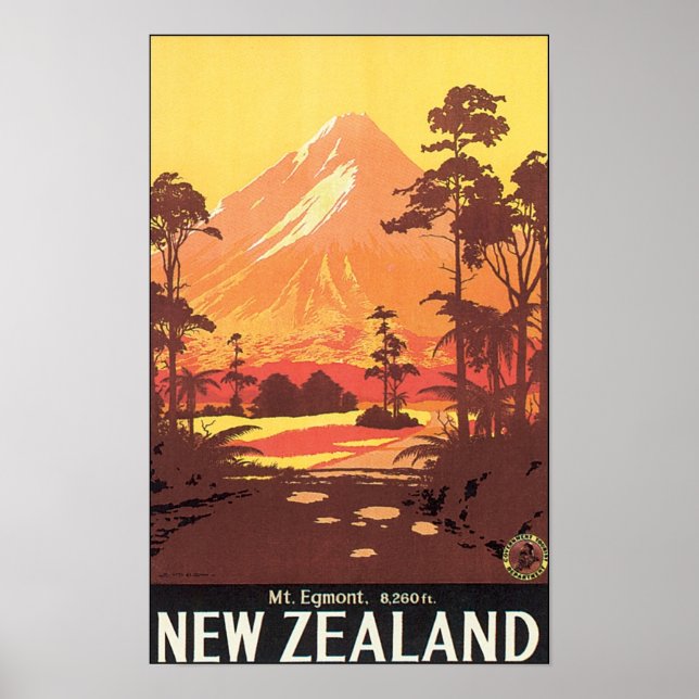 Mt Egmont New Zealand Travel Poster (Devant)