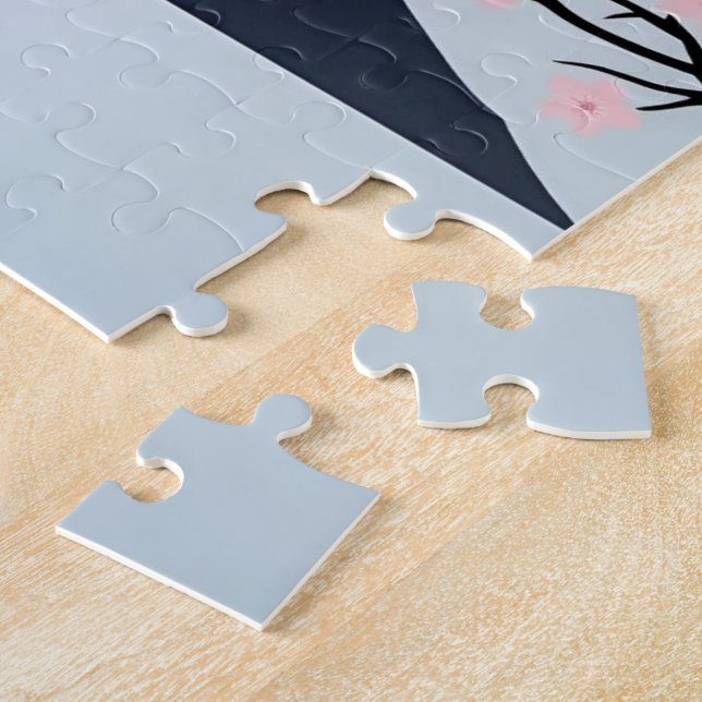 Mt. Fuji Cherry Blossom Minimalist Art Puzzle  (Côté)