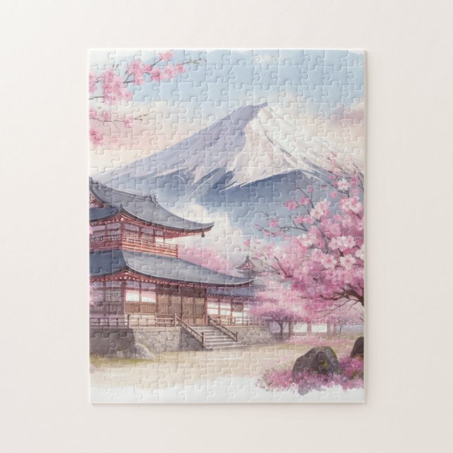 Mt. Fuji in Bloom – Sakura Puzzle (Vertical)