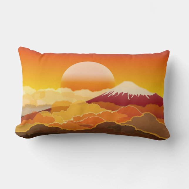Mt.FUJI & SUNSET Lumbar Coussin Japon (Recto)