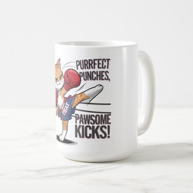 Muay Thai Cute Boxe et Kicking Cat Mug (Devant droit)
