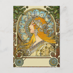 Mucha Art Nouveau Carte Postale - Zodiac - La Plum