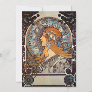 Mucha Art Nouveau Femme Carte Zodiac Vintage franç