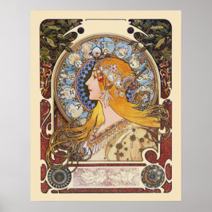 Mucha Art Nouveau Poster - Zodiac - La Plume