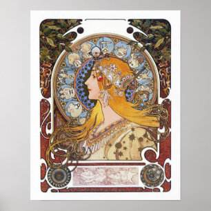 Mucha Art Nouveau Poster -  Zodiac  - La Plume