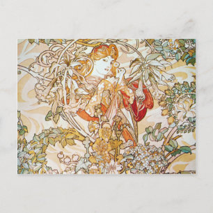 Mucha Femme Avec Cartes Postales Art Nouveau Daisy
