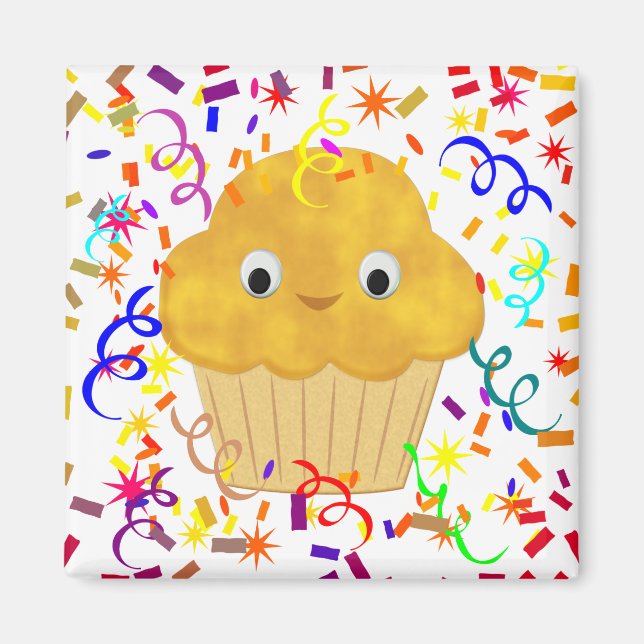 Muffin De Maïs En Carton Avec Aimant Confetti (Devant)