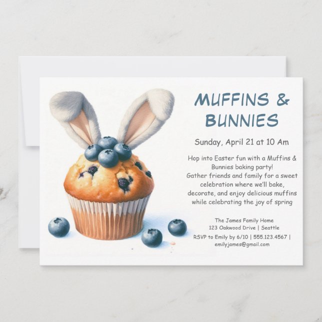 Muffins & Bunnies – Invitation à une fête de pâtis (Devant)